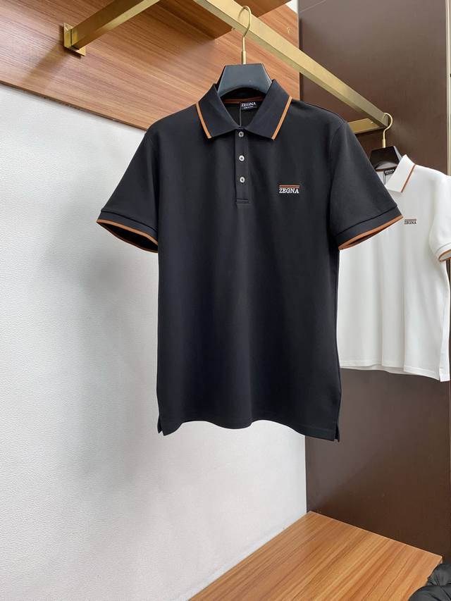 杰尼亚 2025春夏新品细纹珠地商务polo，极简的衣身造型！ 顶级针织棉质混纺质地 整体的触感极为舒适，弹力十足亲肤效果高级，经典时尚翻领 polo衫短袖 贸