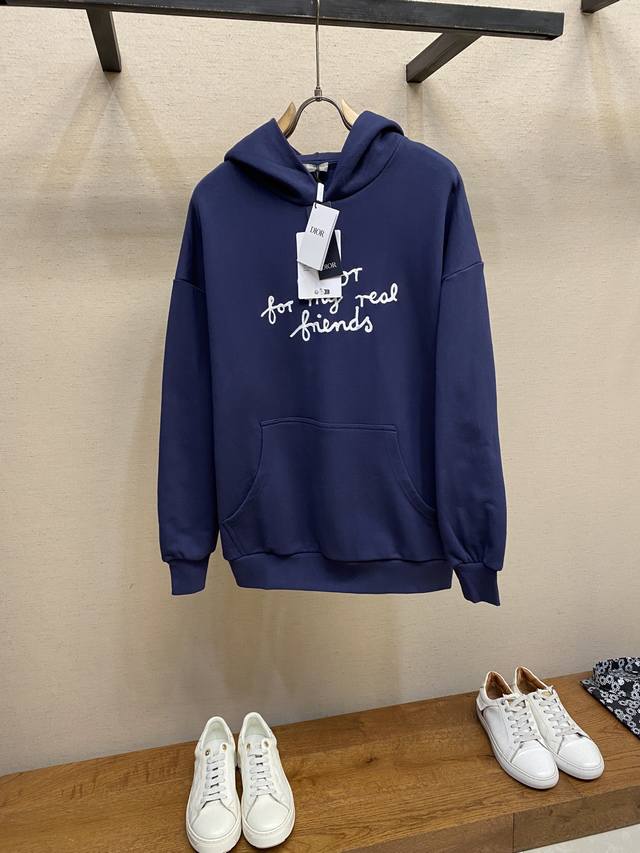 Dior，25Ss纯色Logo字母连帽长袖卫衣 正品6922购入，380克精梳棉潮牌卫衣料，配套拉架罗纹440克，进口刺绣，面料酵洗，定制1：1商标，宽松版型