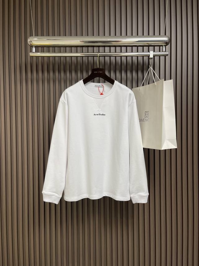 Acne Studios 2025Ss秋季新款徽标卫衣 定制全棉臻柔活性墨韵卫衣料 手感柔软 舒适亲肤 以一袭纯净之白 是纯净与高雅的象征 胸前悄然绘就一方三角