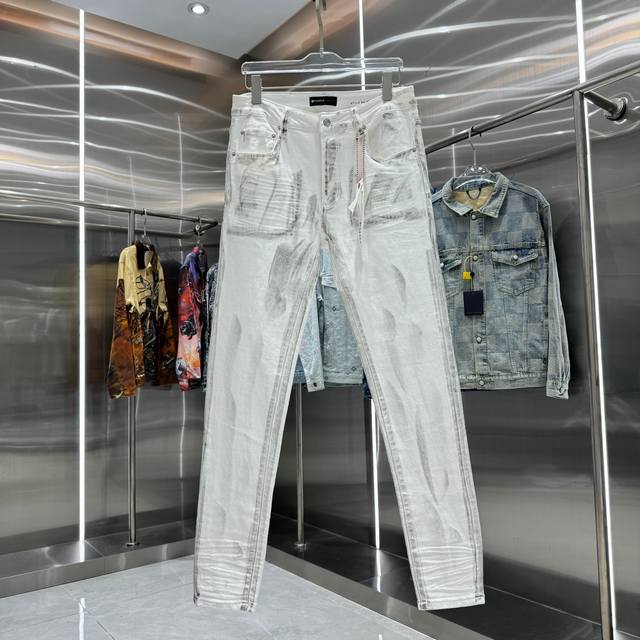 purple Brand 水洗工艺街头潮流修身小脚弹力牛仔裤 颜色 白色 码数 30 32 34 36 38