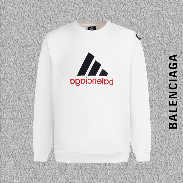 款号B41 巴黎联名三杠刺绣字母圆领卫衣 Balenciaga 专柜一致卫衣 面料采用420克双股双纱同缸毛圈 2×2纯棉高弹精品螺纹不变形 进口机器重工万针刺