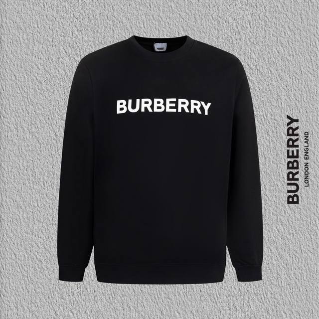 款号B40 巴宝莉植绒字母圆领卫衣 Burberry专柜一致卫衣 面料采用420克双股双纱同缸毛圈 2×2纯棉高弹精品螺纹不变形 进口机器植绒发泡字母印花工艺