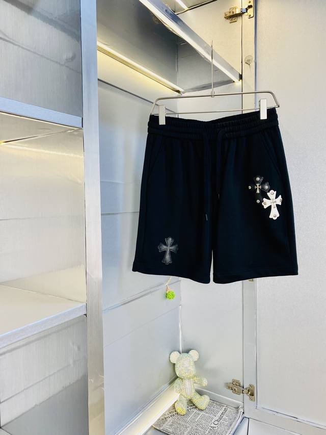 情侣款胖子福音 220斤可穿 克罗心Chrome Hearts重磅推荐！2025春夏必备专柜系列最新款短裤沙滩裤五分裤休闲裤高端订制原版五金 上身效果超正，腿部
