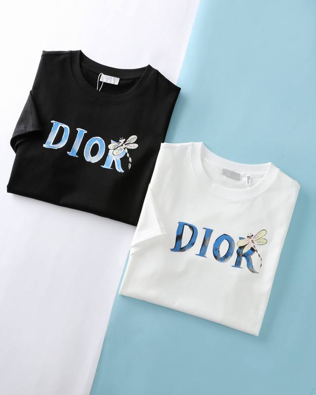 Di迪* 25Ss夏季新款平纹针织棉布圆领短Tee，男士时尚蜻蜓手绘涂鸦标识时尚休闲短袖T恤衫！贸易公司渠道稀出，甄选客供100%平纹棉材质，面料质地柔软，透气