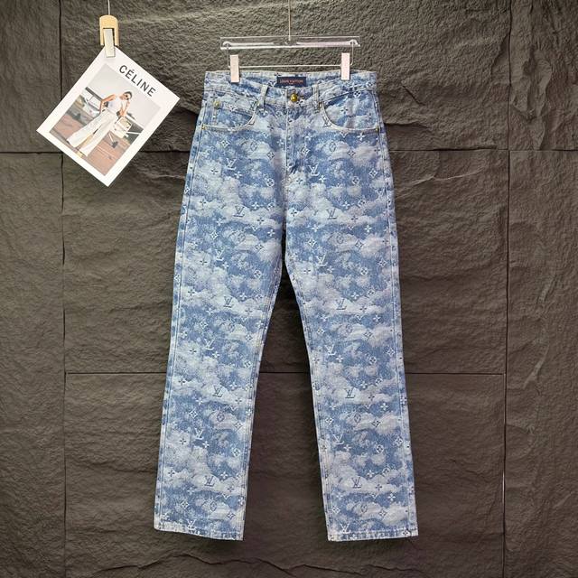 驴家2025新款云朵提花满印Logo情侣款水洗牛仔裤 高版本高版本 顶级天花板品质 不同水洗质感的款式，对腿细腿粗人士十分友好，直筒宽松的版型十分修饰腿型 永不