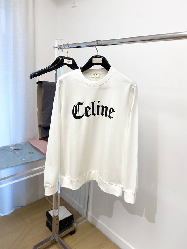Celine 赛琳、2025最新款卫衣，帅气时尚，胸前顶级印花字母Logo，简约百搭款。面料棉 不仅挺括，保持潮流的廓形，又穿着舒适，纱织更细腻，码数M-2Xl