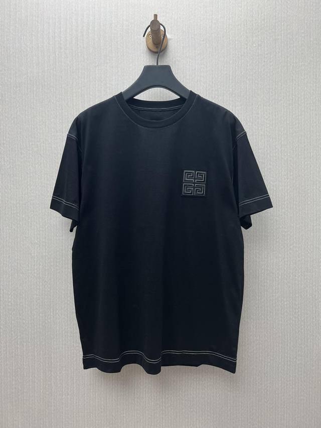 纪梵希 25Ss新款Logo徽标圆领套头宽松短袖T恤 男款 高版本 码数：S.M.L.Xl.