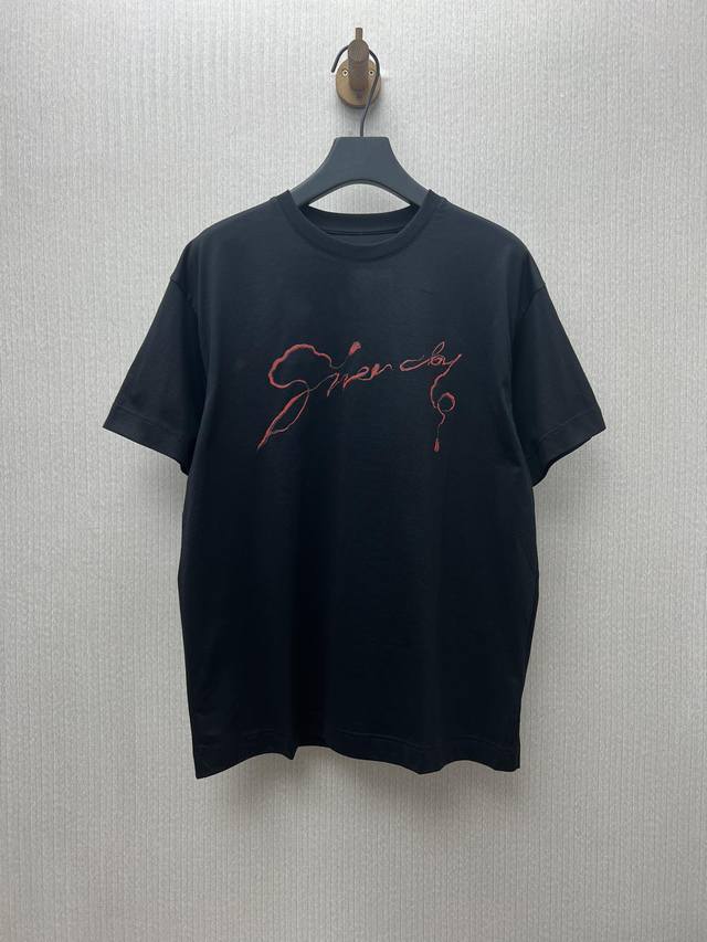 纪梵希 25Ss新款圆领蛇纹短袖T恤 男款 黑色 高版本 码数：S.M.L.Xl.