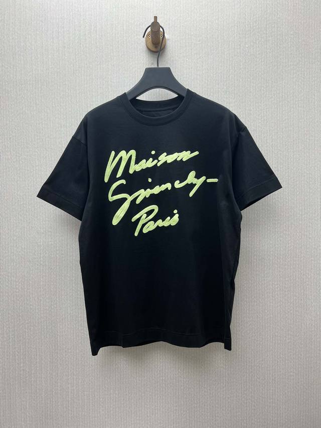 纪梵希 25Ss新款字母Logo刺绣圆领套头短袖T恤 男款 黑色 高版本 码数：S.M.L.Xl.