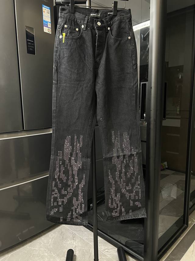 隔天 purple Brand 25Fw 烫钻美式复古百搭牛仔裤 黑色 Size：28 30 32 34 36 S-Xxl对应 详细尺码可查图9