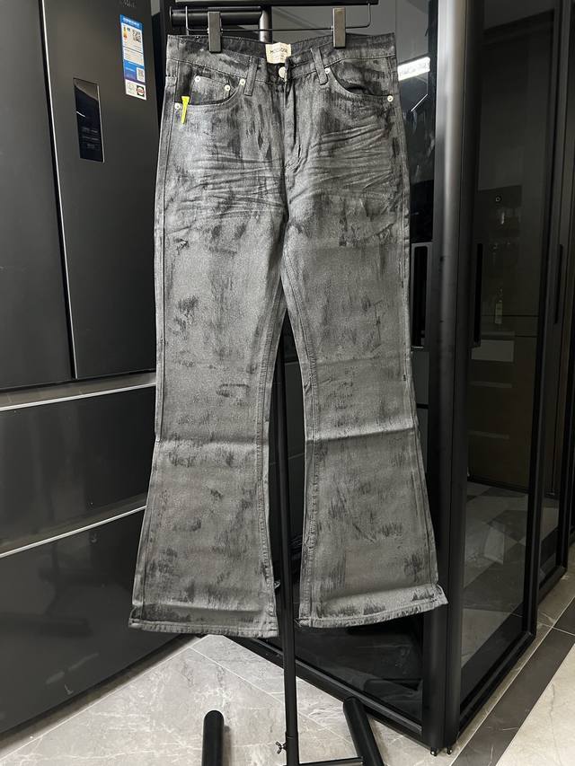 Moclose 25Fw 美式复古做旧涂蜡油漆脏脏牛仔裤 黑底 Size：30 32 34 36 对应M-Xxl 详细尺码可查图9