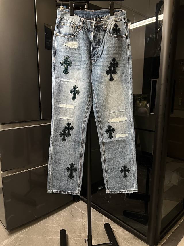 隔天 Chrome Hearts 克罗心 25Fw Ch星空贴皮十字架破洞牛仔裤 蓝色 Size：28 30 32 34 36 S-Xxl对应 详细尺码可查图9