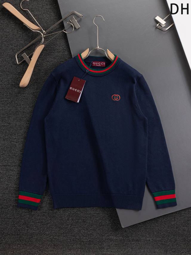 Gucci 古驰 酷奇 Gucci 双G 微宽版型 S-Xl 25Ss秋冬款毛衣 Gucci｜独家定制 专柜同款胸口字母刺绣小Logo领口袖口经典搭配色 显得更