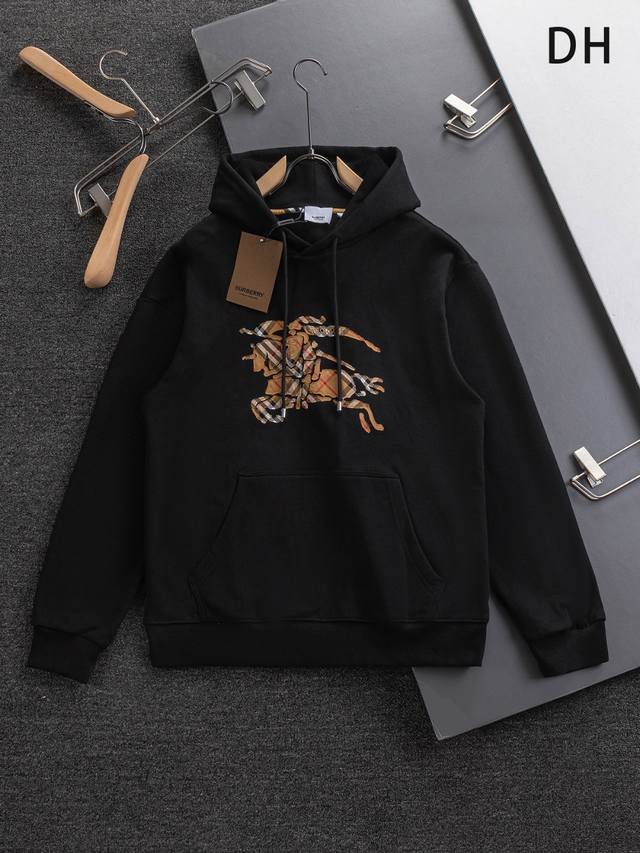 Burberry Bbr 巴宝莉 战马 Bbr 微宽版型S-Xl Bbr 25Ss秋冬款连帽卫衣 新款独家限定 最顶级格纹拼接骑士字母微标刺绣Logo 精美高工