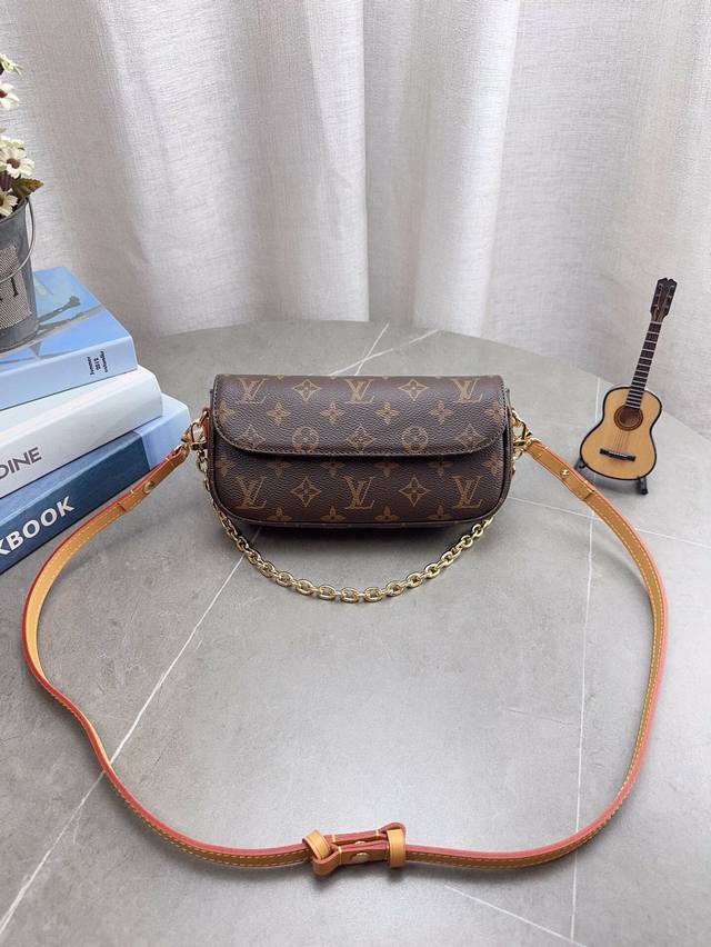 折叠飞机礼盒包装 原单品质 钢五金 带芯片 Lv 路易威登 Wallet On Chain Ivy老花腋下包 麻将包 尺寸:22*12Cm