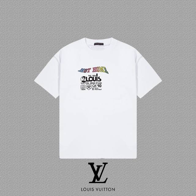 Louis Vuitton 路易威登] Fw春夏新款 Lv字母印花短袖T恤 280克双纱26支纯棉面料 四标齐全 带Logo包装袋+雪梨纸 男女同款 颜色：黑色