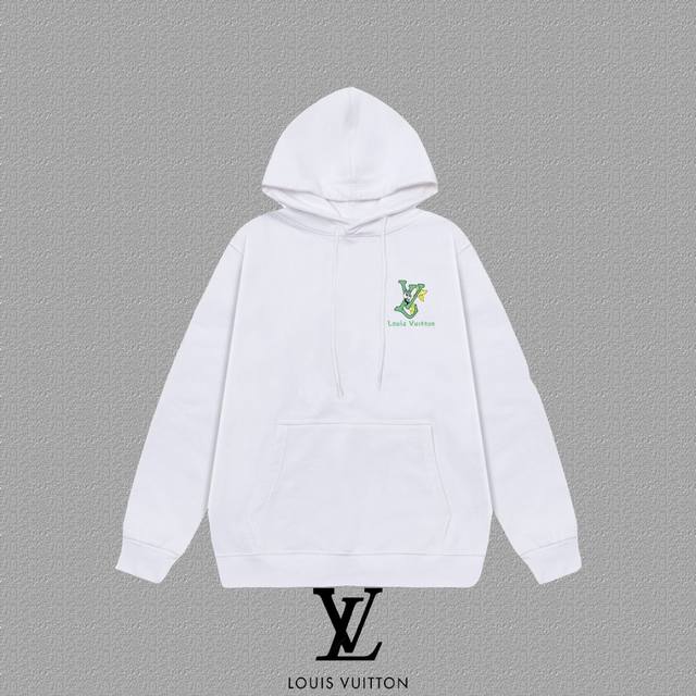 Lv 路易威登] 2025秋冬新款巴黎印花连帽卫衣 高端纯棉双股400克重毛圈布面料帽衫 颜色：黑色 白色 尺码：S M L Xl 2Xl
