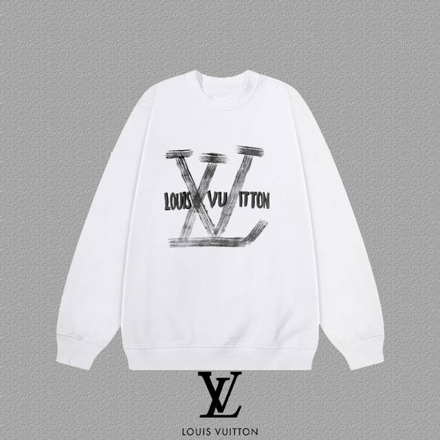 Lv 路易威登] 2025秋冬新款印花字母圆领卫衣 高端纯棉双股400克重毛圈布面料 颜色：黑色 白色 尺码：S M L Xl 2Xl