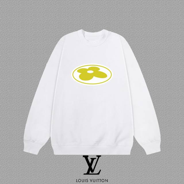 Lv 路易威登] 2025秋冬新款植绒印花字母圆领卫衣 高端纯棉双股400克重毛圈布面料 颜色：黑色 白色 尺码：S M L Xl 2Xl