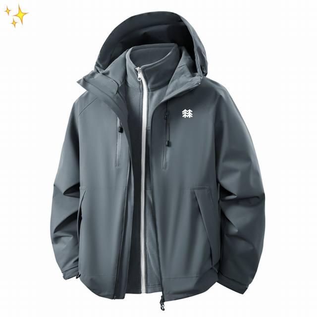 Kolonsport 可隆 工装冲锋衣三合一情侣款防风防水防污保暖外套 品质好的一塌糊涂 搭配同色摇粒绒内胆，两件外套可自由组合 而且能做到这样的性价比，确实让