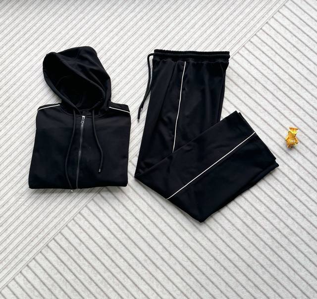 裤子供 外贸订单剪标 无吊牌Max Mara Leisure 浮雕棉质混纺 针织毛圈 女士连帽拉链卫衣卫裤套装 上衣+裤子可配套，可单独拆分 报单 外贸剪标款，