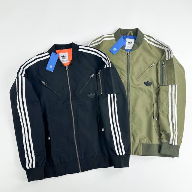 阿迪达斯 Adidas Originals Jacket padded 系列款飞行员运动夹克宽松休闲外套男女同款 春秋必备单品飞行员夹克 三叶草每年的棒球夹克都