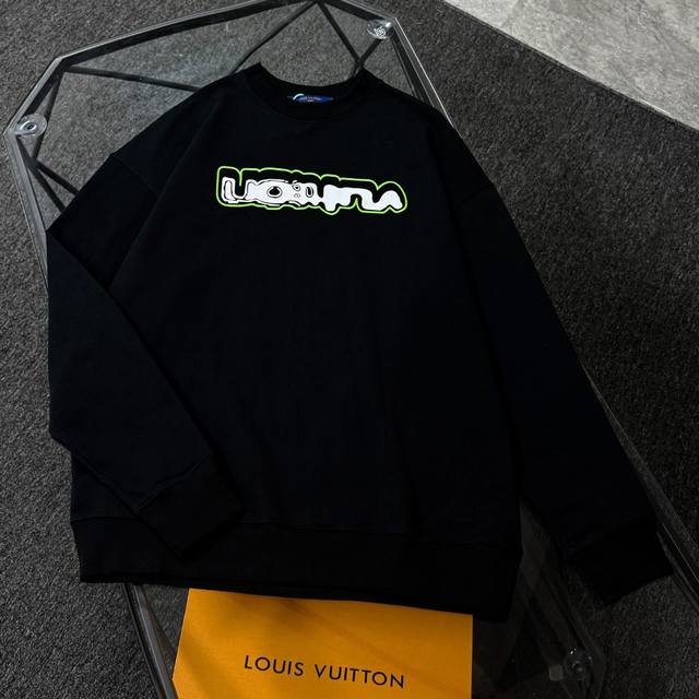 Louis Vuitton路易威登 25款高版本圆领卫衣，落肩宽松版型，全棉面料克重380克 不变形 不缩水 三标齐全 男女同款 工艺：进口康丽机数码直喷印花工