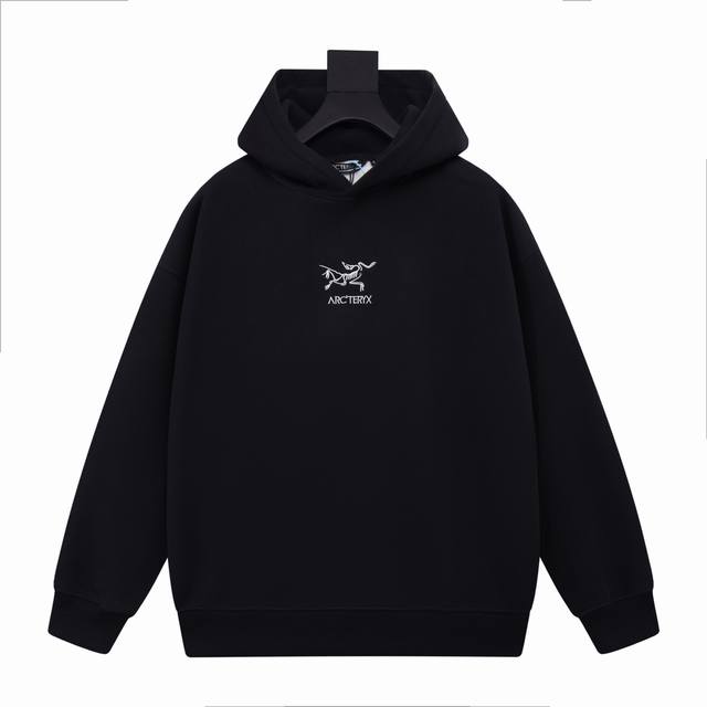 四个色 始祖鸟加绒连帽卫衣 加厚，防风 一件足以过冬高品质 Arc'teryx始祖鸟最新款刺绣大Logo字母男女情侣同款连帽加绒套头卫衣 本款采用客供精选纯棉宝