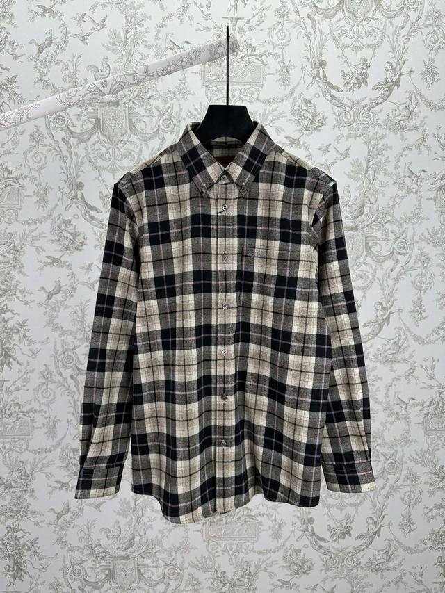 杰尼亚 25Ss新款格子条纹衬衫外套 拼接撞色设计高版本 码数：M.L.Xl.Xxl.Xxxl.