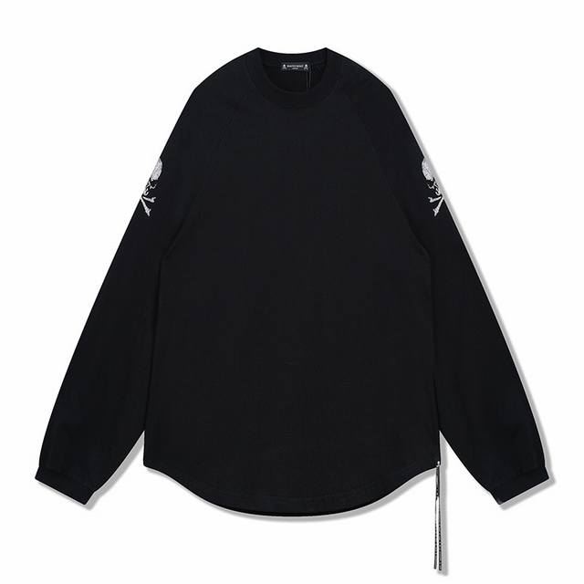 重工艺Mastermind Japan 限量版新款订制爆裂金银葱粉骷髅新型印花长Tee采用克重300G订制双纱纯棉 Mmj高街落肩廓形Oversize宽松长袖