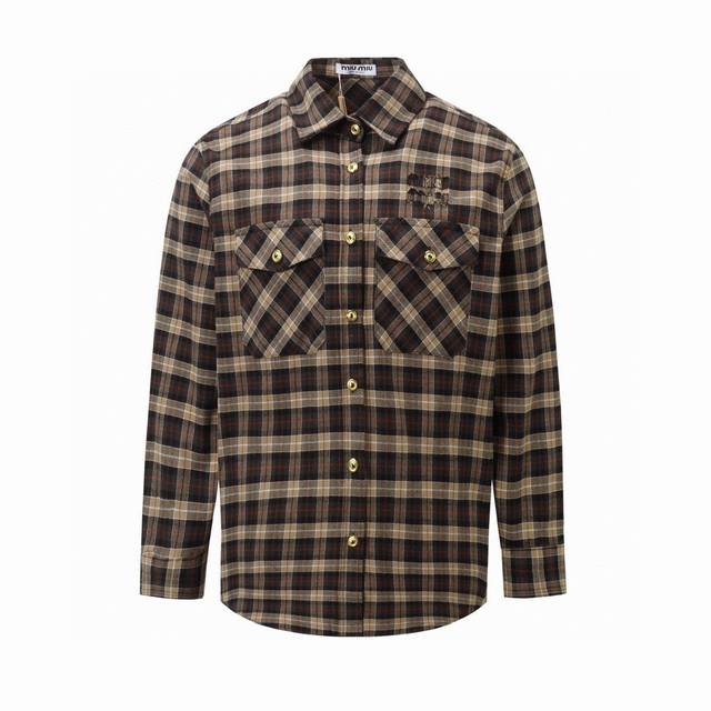 官网1:1原单品质 Miumiu 缪缪24Fw秋冬新款英格兰学院风长款衬衫 Yb开发可以当可以当的巨显瘦纸片人穿搭定