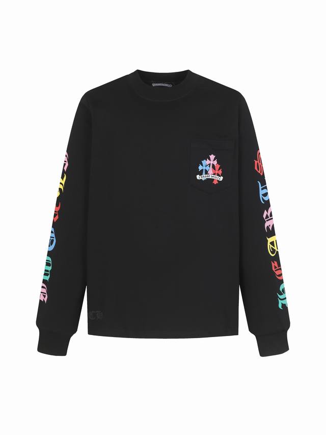 Come Hearts 克罗心彩色十字架梵文印花长袖 秋冬王炸整体上身特彰显时尚和个性，情侣一起穿更是炸街王牌推荐T恤 颜色：黑色 白色 尺码：Xs-L