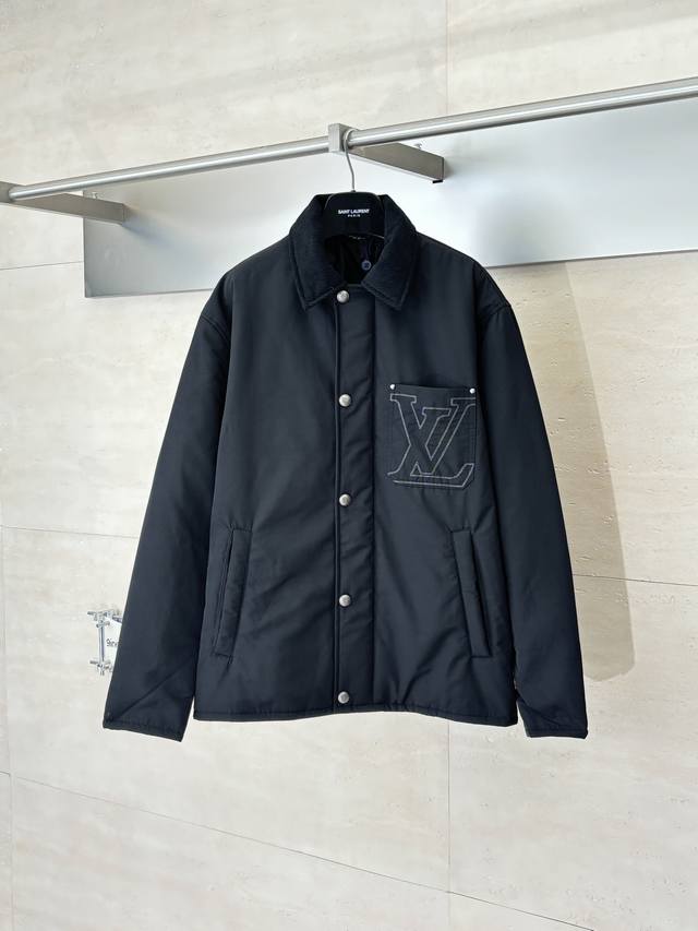 LV 路易 Fw25 大Logo口袋刺绣灯芯绒翻领拉链夹克外套 Size：S M L Xl
