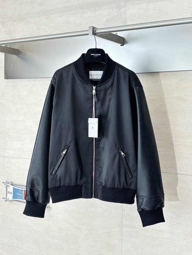 Givench* 纪梵希 同色系拼皮廓形飞行夹克外套 Size：S M L Xl