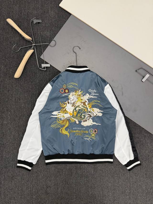 市面最高版本 Evisu 2025年秋季 男士家花刺绣运动休闲潮流短款夹克外套 尺码S-Xxl 夹克 无夹棉