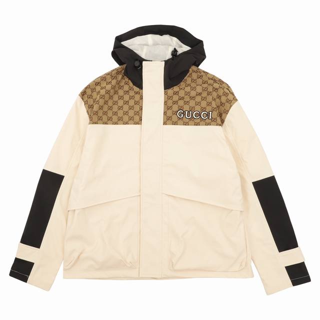 Gucci 古奇 拼接满印老花连帽风衣外套 Size：Xs-L