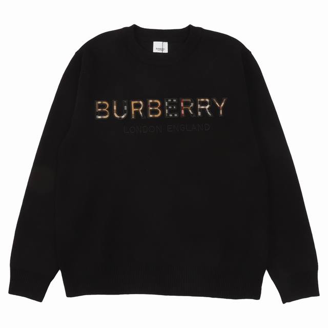 Burberry 巴宝莉 格纹字母刺绣针织套头毛衣 Size：S-L