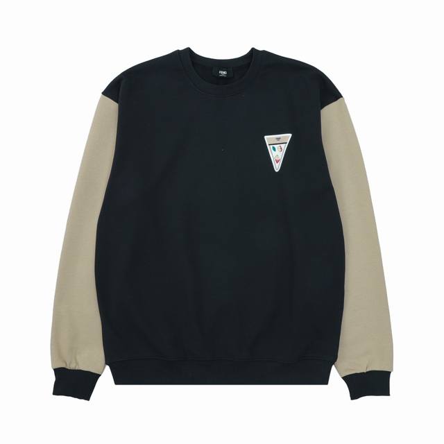 Fendi 芬迪 倒三角趣味印花拼接情侣款棉质卫衣 尺码：S-L