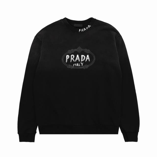 prada 普拉达 水洗手绘字母字母圆领卫衣 Size：Xs-L