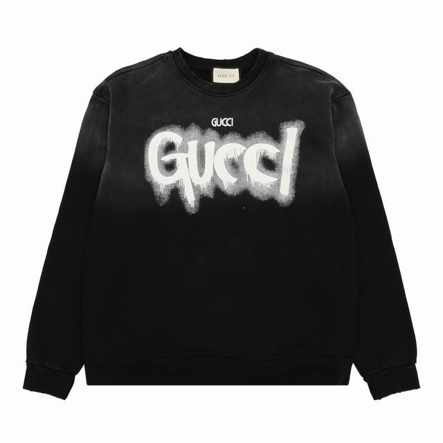 Gucci 古驰 水洗手绘字母字母圆领卫衣 Size：Xs-L