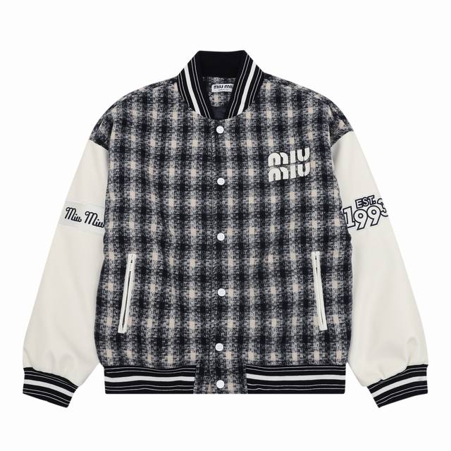 Miumiu 缪缪 贴布刺绣拼接棒球服夹克外套 温馨提示：建议手洗或者干洗！！ Size：Xs-L