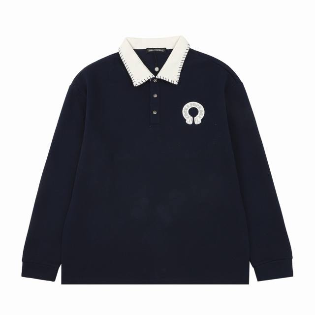 Ch 克罗心 马蹄刺绣翻领长袖polo衫 Size：S-L