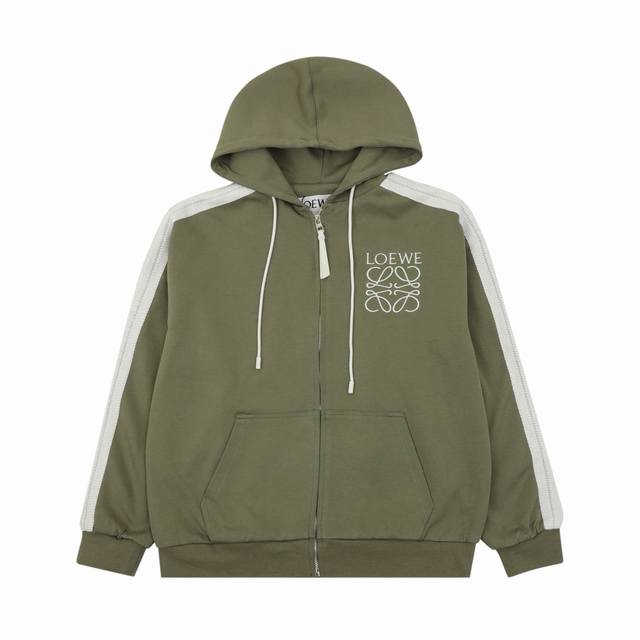 Loewe 罗意威 拼色织带刺绣连帽拉链外套 Size：Xs-L