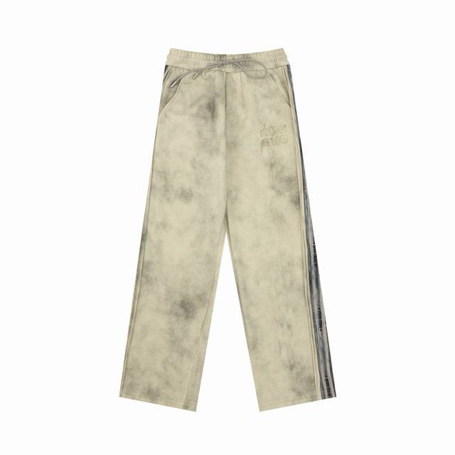 Miumiu 缪缪 贴布刺绣字母水洗长裤 尺码：Xs-L