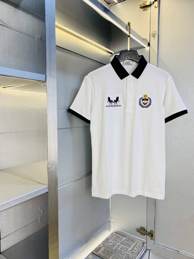 可穿210斤胖子福音 爱马仕Hermes 原单品质 2025最新款衣服 短袖翻领短袖polo衫 精选专柜订制顶级朱地丝光棉进口面料 所有细节做工完美1比1复刻