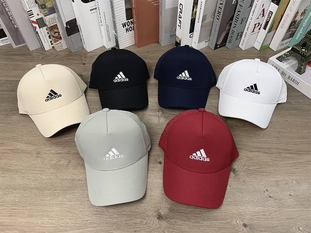 9877##Ad硬顶棒球帽经典款鸭舌帽男女同款帽子网状透气百搭# 可调节 颜色：藏青色 浅灰色 红色 白色 黑色 杏色