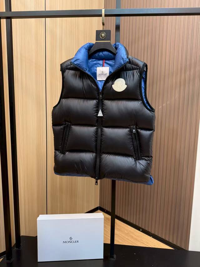 Moncler盟可睐 Sumido男士立领羽绒马甲 黑色 棕色标 冬新款马甲