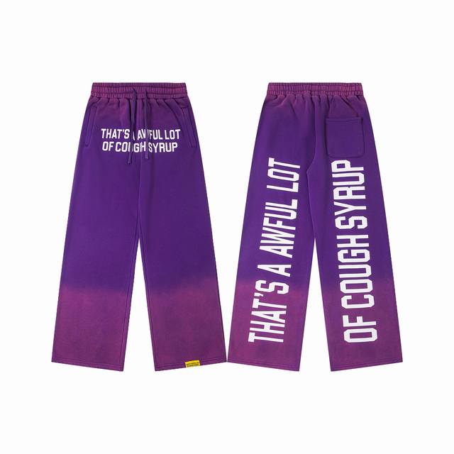 Ts307# That's A Awful Lot Of Cough Syrup 字母印花加绒磨毛连帽卫衣长裤套装