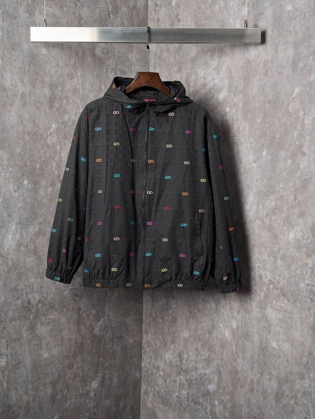 彩色提花刺绣棉质布拉链连帽夹克外套 现货 M-3Xl