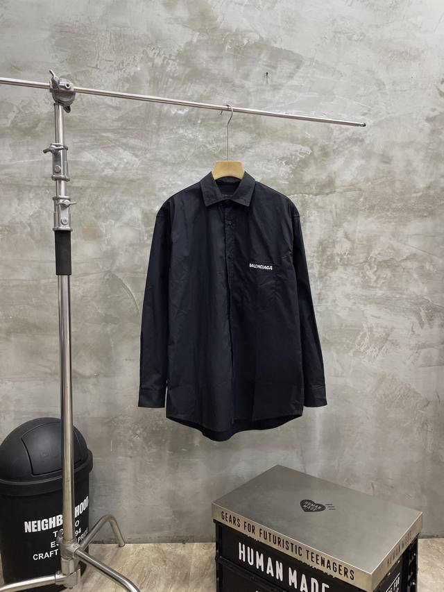 款号#S610 巴黎世家 Balenciaga Blcg 25Ss 阴影残缺字母印花长袖衬衫 正确版本 随意对比 80支平纹进口澳棉高密府绸面料 进口环保胶浆丝